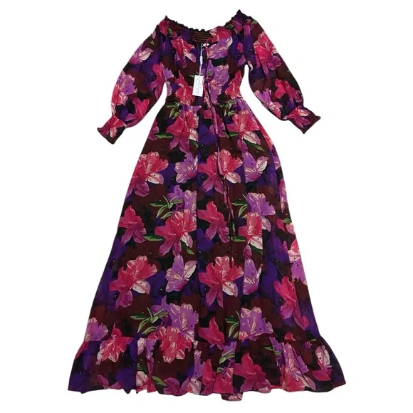 PETAL & PUP NWT Luanne Floral Off the Shoulder Long Sleeve Maxi Dress - Picture 4 of 15